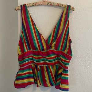 BB Dakota Rainbow Stripe Tank Blouse Size L